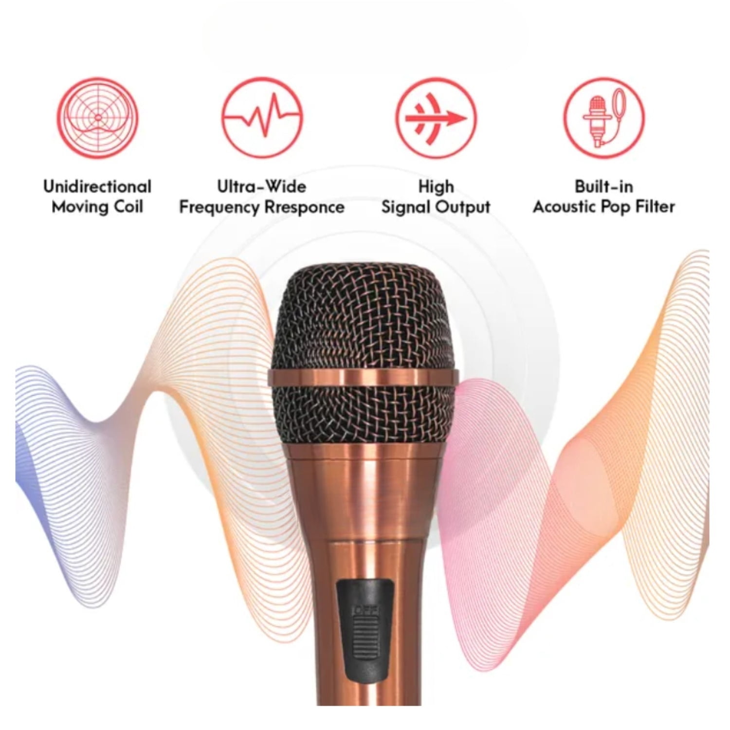 TENGDA XLR Dynamic Handheld Microphone Premium Copper Finish All Metal Build For Karaoke Singing Studio Recording Live Performances