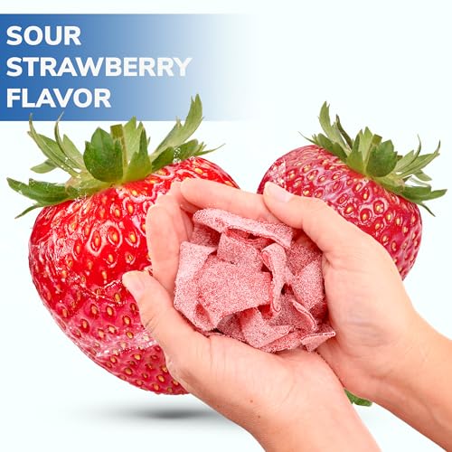 Sour Candy - Strawberry Candy Belts - 1.3 Lb Sour Candy Belts in Bag - Bulk Sour Ribbons - Sour Candy Ribbons