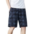 thumbnail image 1 of Aayomet Men Shorts Mid Waist Pant Short Cargo Pant Solid Splice Pocket Drawstring Shorts Fashion Solid Color Loose (Black, L), 1 of 5