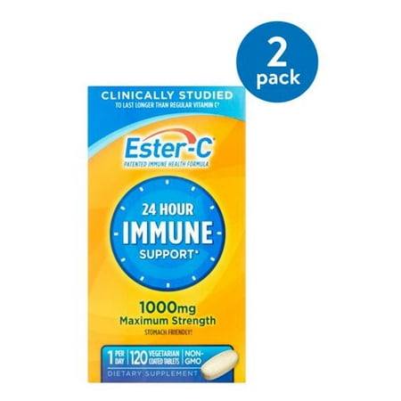 (2 Pack) Ester-C Vitamin C 1000 mg Vitamin Supplement 120 (Best Vit C Supplement)