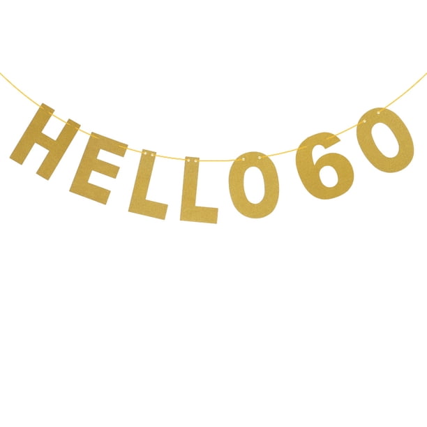 KAKOWELY Banderines de guirnalda dorada con purpurina HELLO de 5 m y 60 unidades para decoración de cumpleaños