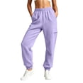 thumbnail image 2 of Women's Sweats Ndbuld Fashion Women Casual High Waist Loose Pocket Straight Solid Long Pants Purple S, 2 of 7
