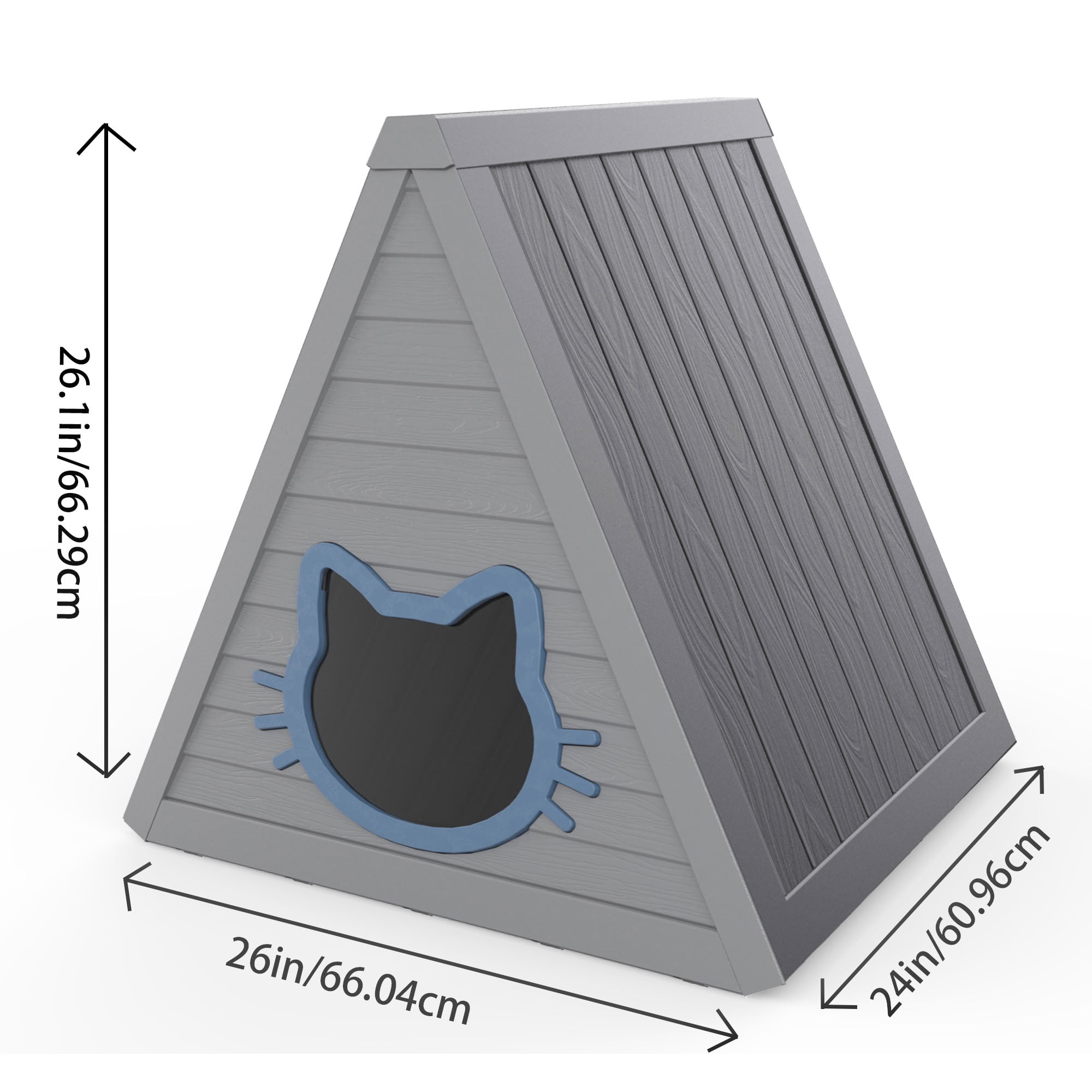 MAYEERTY Triangle Cat House for Indoor & Outdoor, Private Pet Retreat with Cute Cat-Shaped Entry