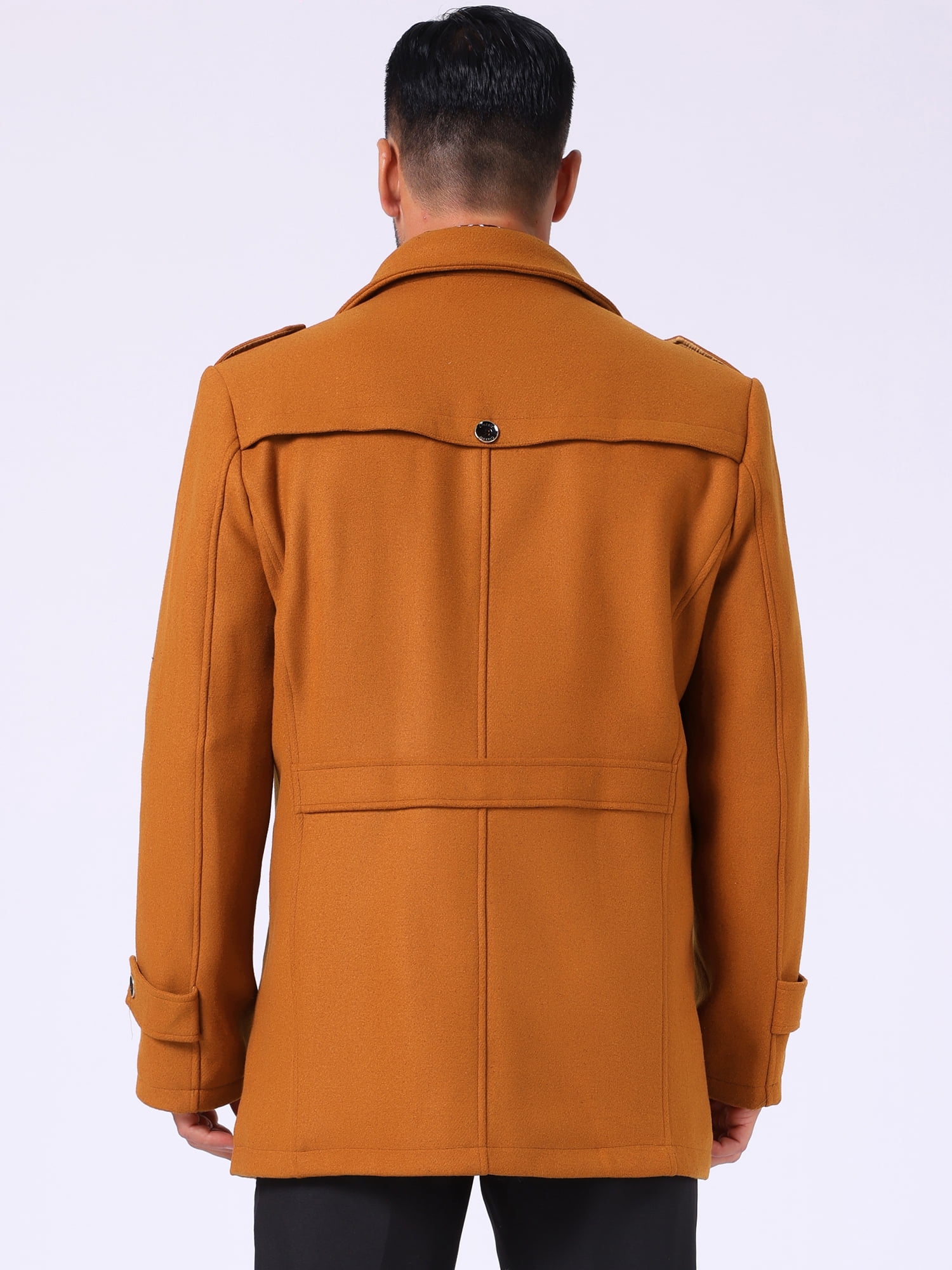DARING DIVA Men's Mid-Length Overcoat Zipper Single Breasted Winter Coat M Caramel Brown