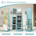 thumbnail image 4 of Gymax 360° Rotating Mirrored Jewelry Cabinet Armoire 3 Color LED Modes Lockable Blue, 4 of 10