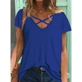 thumbnail image 2 of Diufon Womens Tops Summer Short Sleeve V Neck Crisscross T-Shirt Casaul Loose Tunic Fashion Clothes, 2 of 6