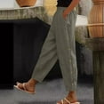 thumbnail image 2 of Women Buttons Solid Pants High Waisted Wide Leg Pants Fashion Drawstring Elastic Trousers Comfy Straight Leg Long Pants With Pockets Fall Work Clothes for Women Womens Pants Casual Trouser Paper Bag, 2 of 4