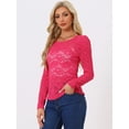 thumbnail image 2 of DARING DIVA Semi Sheer Puff Sleeve Vintage Top M Hot Pink, 2 of 6