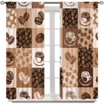 thumbnail image 3 of Retro Coffee Curtains, Abstract Modern Art Cappuccino Coffee Shop Plaid Theme Pattern Window Drapes for Kitchen Living Room Bedroom Cafe 2 Panel Set, 42x63 Inch, 3 of 6