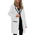 thumbnail image 2 of Arnsht Women's Fall Coats Fashion Long Sleeved Hooded Jacket Slim Long Trench Coat With Belt Warm Winter Overcoat White XXL, 2 of 9