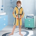 thumbnail image 5 of FORMRS Niños Bathrobe Unisex Hooded Robe Soft Plush Pajamas Sleepwear, Size 2-3T, Stripes and Circle, 5 of 7