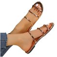 thumbnail image 2 of Kukoosong Flat Sandals Women Flip Flops for Women Casual And Comfortable Wear Bright One-word Thin Belt Gold Size 35, 2 of 7