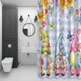 thumbnail image 3 of Easter Gnome Shower Curtain for Bathroom, Sunflower Blue Hydrangea Flowers Butterflies Purple Plaid Waterproof Cloth Fabric Bathroom Accessories Set with 12 Rust Proof Plastic Hooks, 72"x78", 3 of 9