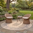thumbnail image 3 of Safavieh Courtyard Derek Oriental Indoor/Outdoor Area Rug, Natural/Blue, 6'7" x 6'7" Round, 3 of 9