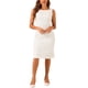 thumbnail image 2 of INSPIRE CHIC Vestido de cuerpo ajustado sin mangas de tweed con cuello barco elegante blanco XS, 2 of 6