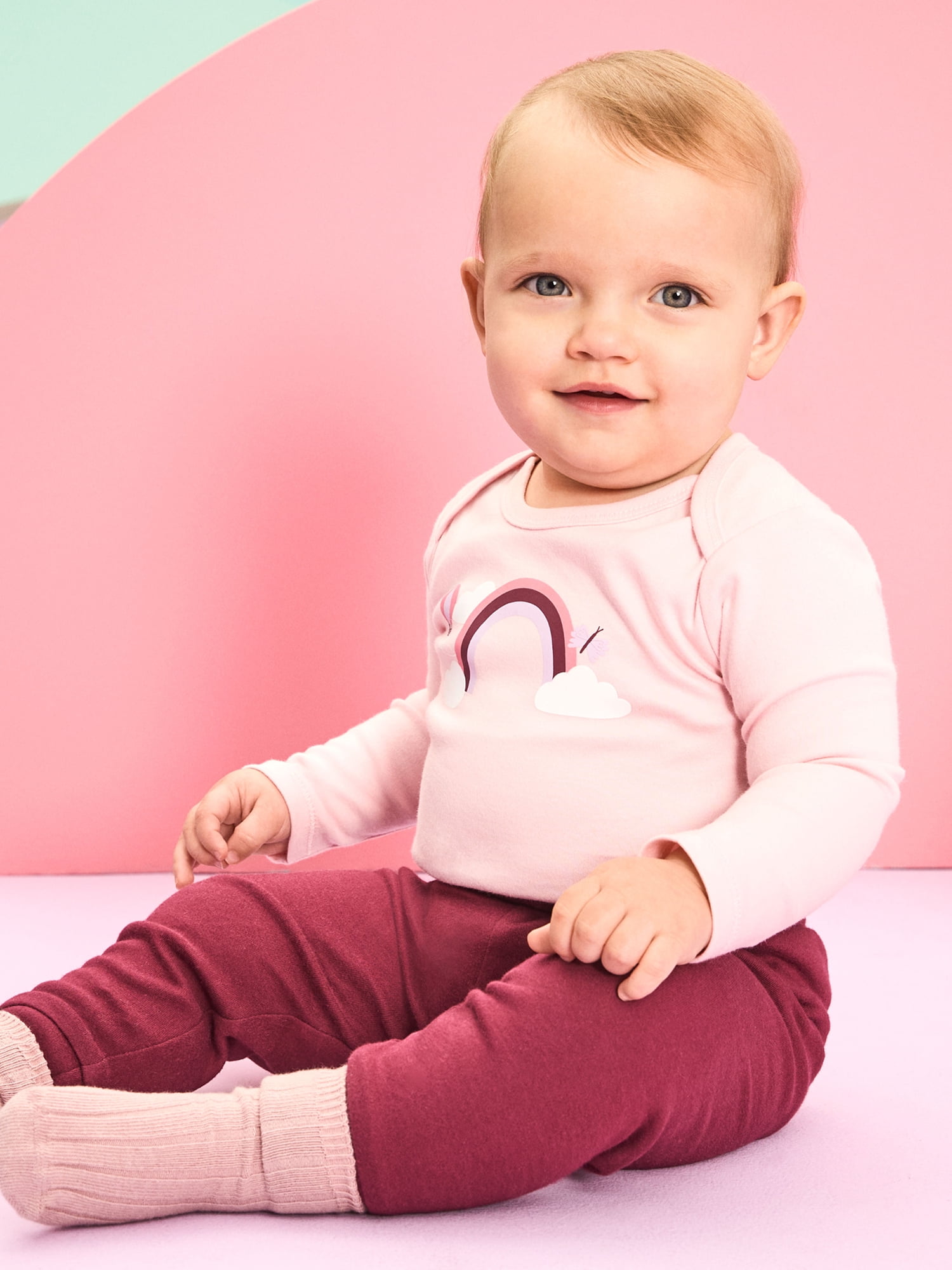 Garanimals Newborn & Baby Girl 100% Cotton Jogger Pants, Sizes 0–24M, Single or 4-Pack