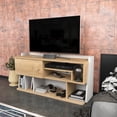 thumbnail image 3 of Raca 47'' Modern TV Stand, Entertainment Center, Console Table for Livingroom, Bedroom, Playroom or Recreation Room Accomodate Up To 60'' TVs Natural Oak White, 3 of 6