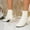 #206-White, variant on Roncen Women's Versatile Chic Plus Size High-Shine Patent Leather Ankle Boots - Trendy High Heel Bare Boots for Fall Winter Fashion