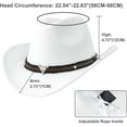 thumbnail image 4 of WoWstyle White Cowboy Hat for Adult Men Women Cowgirl Hat with Adjustable Leather Hat Band Western Cattleman Cowboy Rodeo Outfit for Outdoor Activities, Parties, Farm-Related Events, Music Festivals, 4 of 7