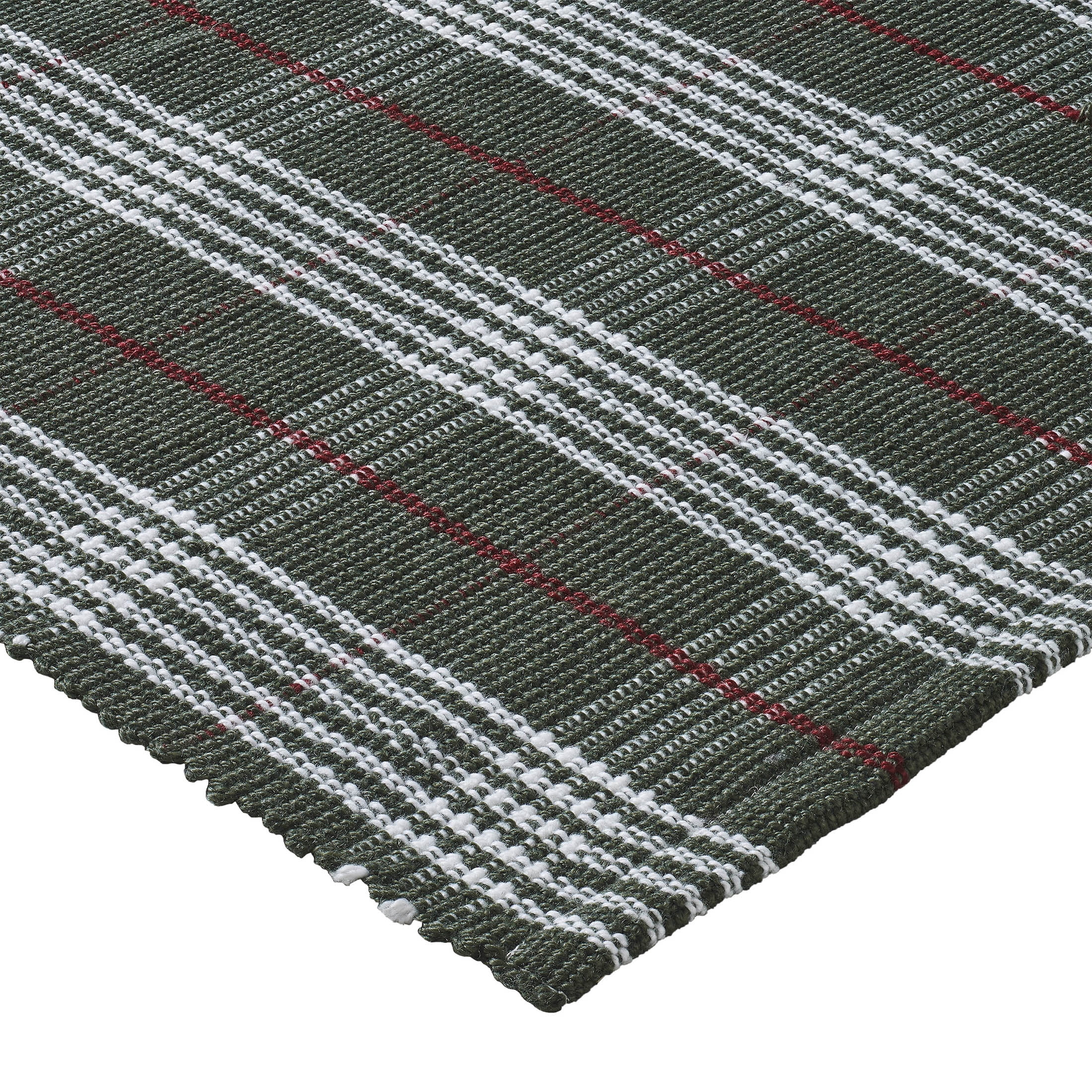 My Texas House Green Plaid Indoor/Outdoor Layering Rug, 38" x 58"
