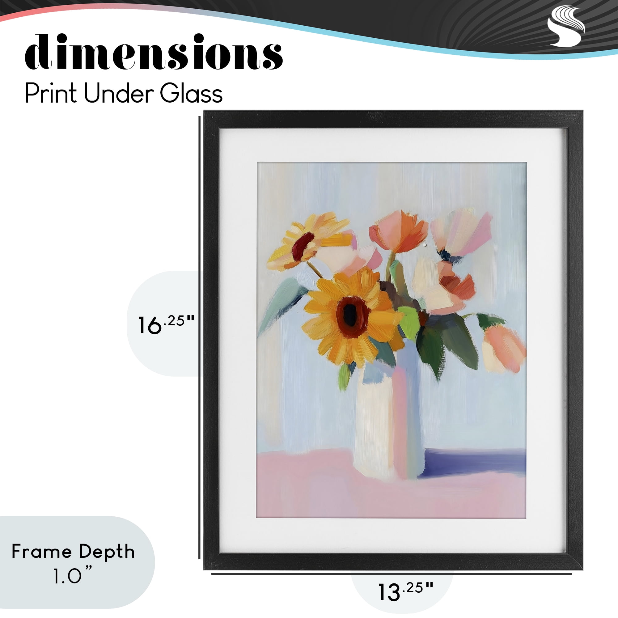 Stupell Industries Sleek Vase Bouquet Black Framed Print Under Glass, design by The Prints Vibe