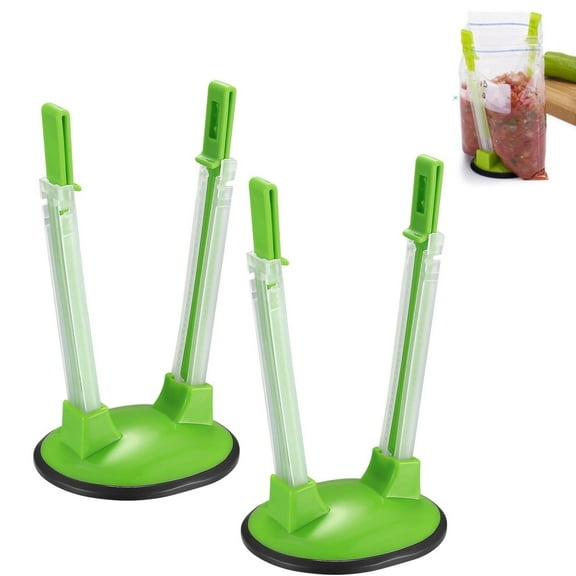 RUseeN 2 Pcs Baggy Rack, Freezer Bag Holder Stand, Adjustable Food Storage Holders, Plastic Food Prep Bag/Zip Lock Bag Holder Stand, for Food Meal Prep Bag, Kitchen Gadget