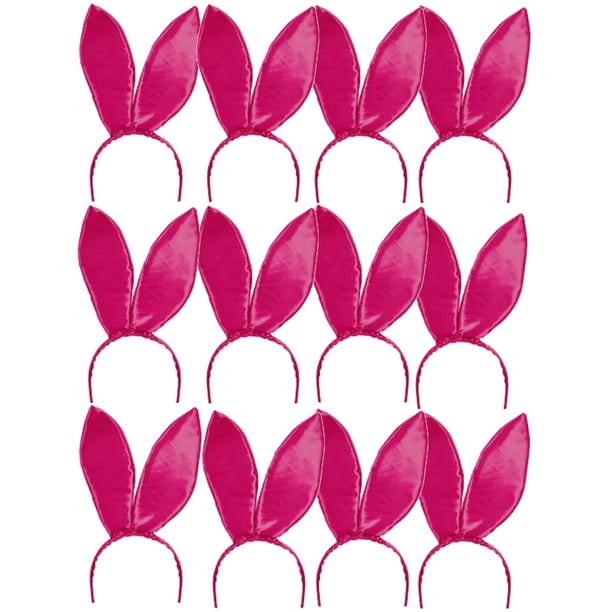 Set Of 12 9.5" Hot Pink Satin Easter Bunny Rabbit Costume Ears Costume
