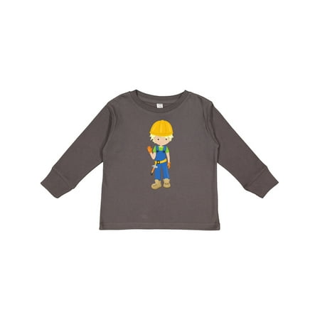 

Inktastic Construction Worker Blond Hair Cute Boy Hammer Gift Toddler Boy Girl Long Sleeve T-Shirt