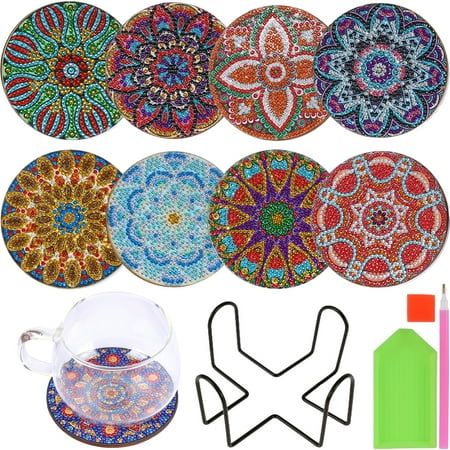 

Lieonvis 8Pcs Coasters for Drinks Absorbent Mandala Coasters Cork Base Great Home and Dining Room Decor Housewarming Apartment Kitchen Bar Decor