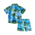 thumbnail image 4 of CCRFTGI Summer Outfits for Child Boys Two Piece Swimsuit Beach Vacation Maple Leaf Print Quick Dry Short Sleeve Button Down Shirts and Girls Swim Shorts Cute Outfit Green 11-12 Years, 4 of 9