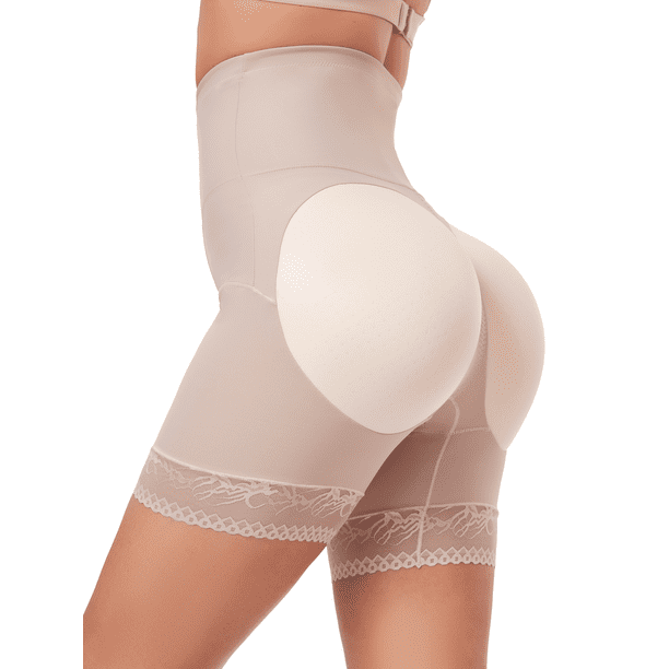 BIMEI Women Butt Lifter Shapewear for Tummy Control Thigh Slimming High  Waisted Hip Padded Enhancer Body Shaper Shorts Shapewear,Beige,2XL