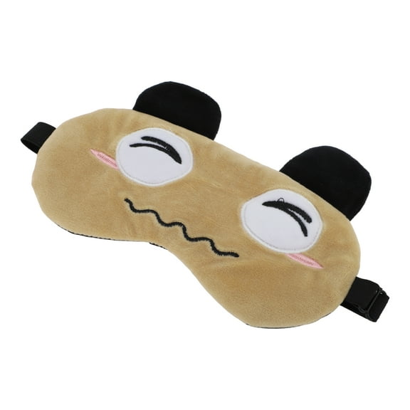 Unique Bargains 1 Pc Khaki Cartoon Squinting Eyes Sleep Mask Soft Eye Shade Cover for Travel