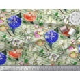 thumbnail image 3 of Soimoi Tissu en Rayonne Rayé & Imprimé Floral Orchidée au Mètre 42 Pouces de Large, 3 of 3