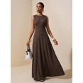 thumbnail image 6 of Rust Brown Textured Sleeveless A-Line Maxi Dress For Summer Festival, Vacation, Beach, Street Style, 6 of 8