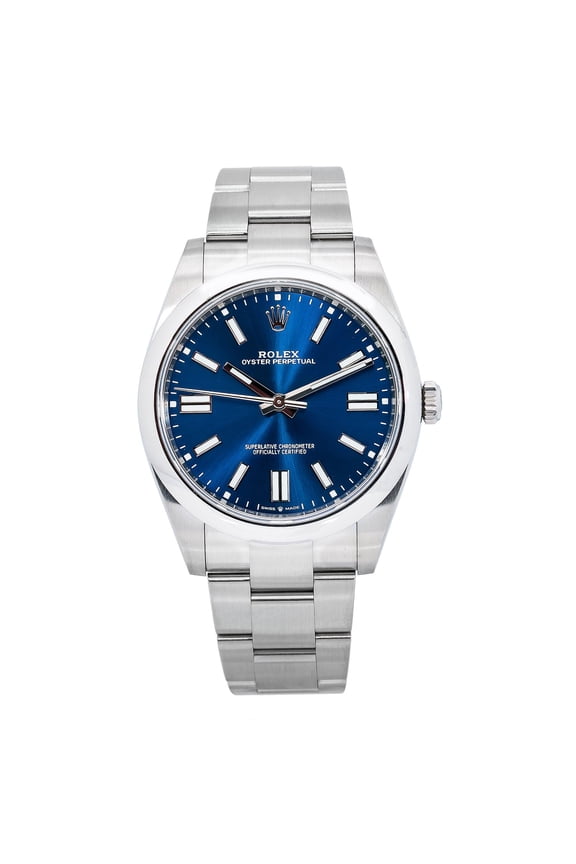 Pre-Owned Rolex Oyster Perpetual 41MM 124300 Blue Dial Smooth Bezel Stainless Steel Oyster Bracelet