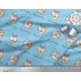 thumbnail image 2 of Soimoi Blue Rayon Fabric Owl Bird Fabric Prints By Yard 56 Inch Wide, 2 of 3