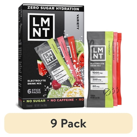 (9 pack) LMNT Zero Sugar Electrolyte Drink Mix - Variety Pack - 6ct