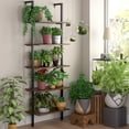 thumbnail image 6 of Homfa Wall Mounted Ladder Shelf, 5 Tier Industrial Wood Storage Organizer Unit with Metal Frame for Living Room, Vintage Finish, 6 of 8