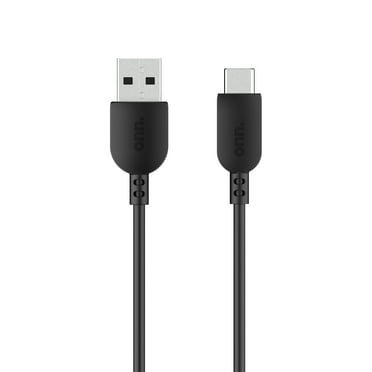 Onn 6ft USB-C to USB-A charging cable, USB-IF certified, black