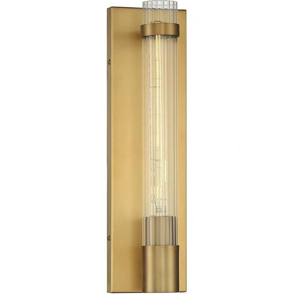 1 Light Industrial Metal Wall Sconce with Clear Glass-16 inches H By 4.5 inches W-Warm Brass Finish Bailey Street Home 159-Bel-4487706