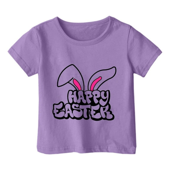 LIaqionyy Toddler Girls Boys Easter's Day T-Shirt Happy Easter Rabbit Graphic Shirts Kids Cotton Short Sleeve Tops 1-14Y