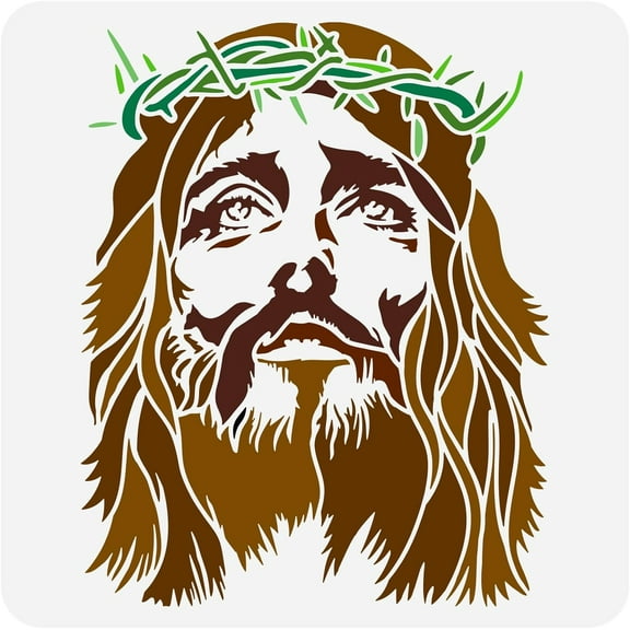 of Thorns of Jesus Christ Painting Stencil 11.8x11.8 inch Reusable Christ Jesus Drawing Template Religious Theme Craft Stencil for Painting on Wall Wood Furniture DIY Home Decor