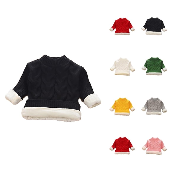 Sweaters for Girls Fashion Autumn And Winter New Children's Sweater Boys Crewneck Sweater Girls Thick And Bottom Pullover Low Neck Sweater