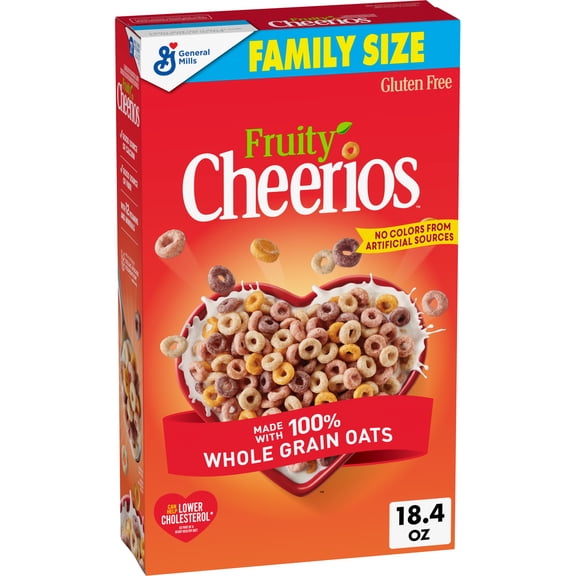 Fruity Cheerios, Heart Healthy Whole Grain Oat Cereal, Gluten Free, Family Size, 18.4 oz
