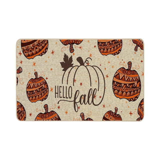 Oioii Fall Doormat Pumpkin Welcome Mats Autumn Non Slip Floor Mats Thanksgiving Indoor Entrance Door Mat Porch Front Decor