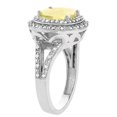 thumbnail image 3 of 14K White Gold Natural Lemon Quartz Ring Cushion 8x8 mm with Diamond Accents, size 8.5, 3 of 4