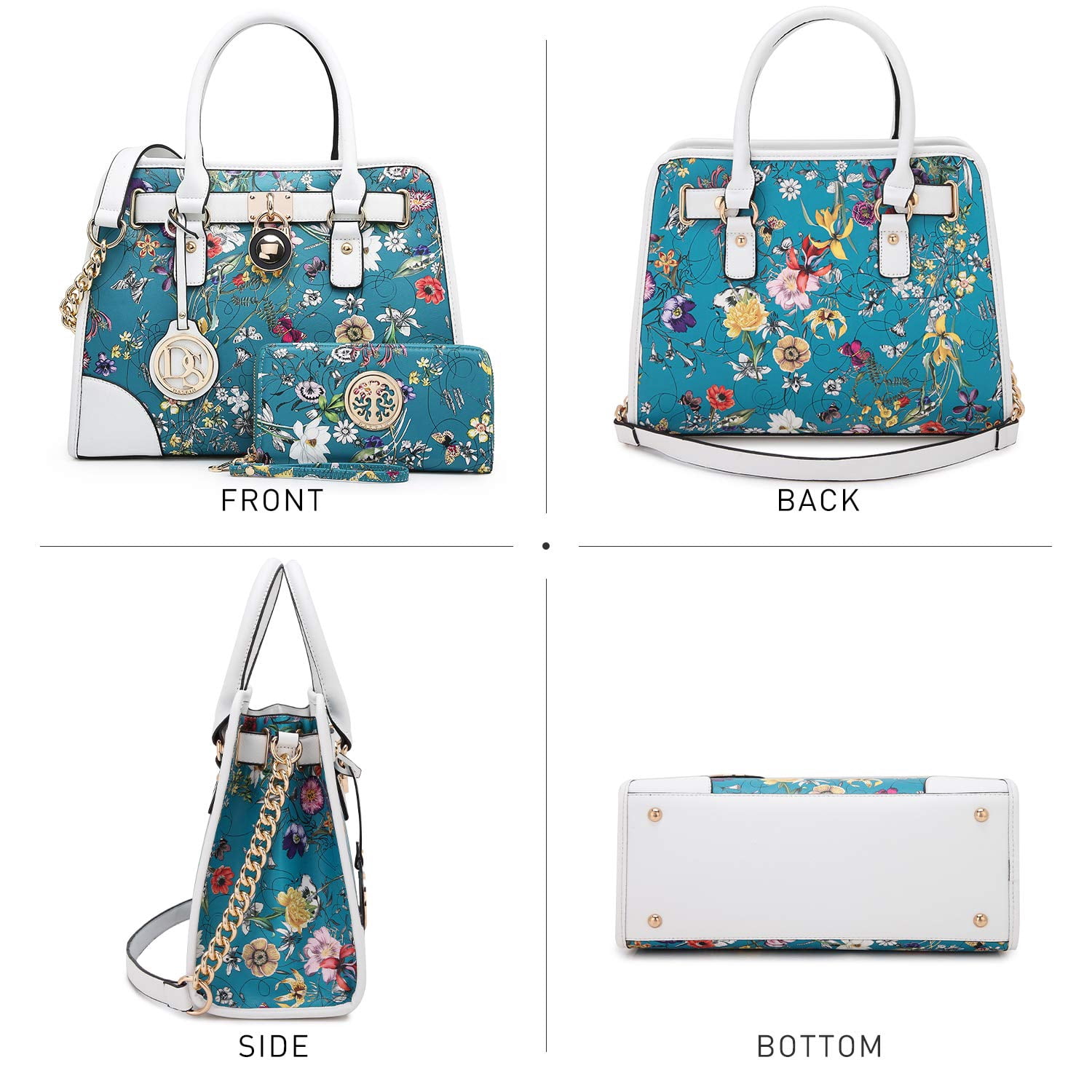 DASEIN Women Handbags Top Handle Satchel Purse Shoulder Bag Briefcase Hobo Bag Set 2pcs