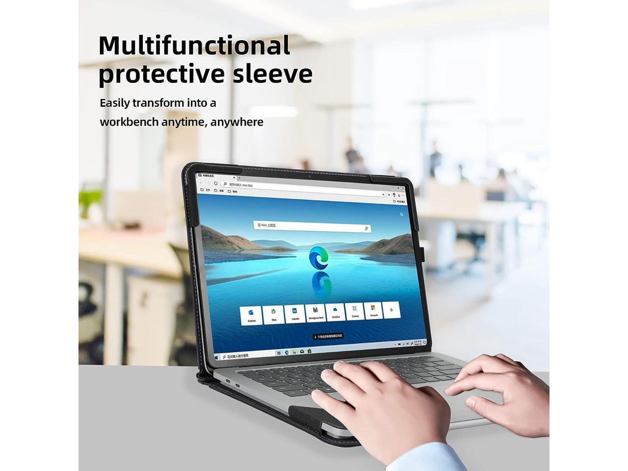 Protective Case Cover for Microsoft Surface Laptop Studio 14.4 Inch with Pencil Holder, PU Leather Hard Folio Cover for Surface Laptop Studio 14" 2-in-1 Laptop