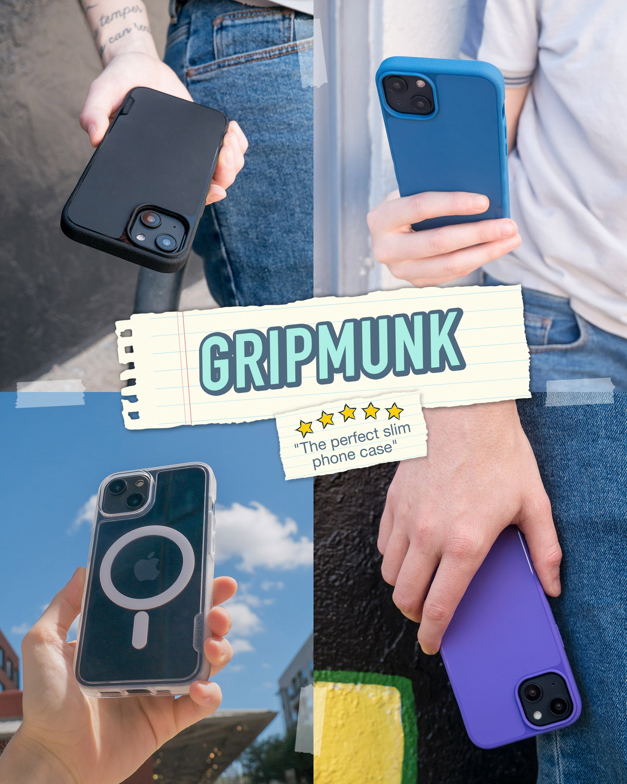 Smartish iPhone 14 Slim Case - Gripmunk Compatible with MagSafe [Lightweight + Protective] Thin Grip Cover with Microfiber Lining - Black Tie Affair