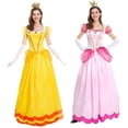 thumbnail image 1 of Halloween Costume Mario Peach Princess Pink/yellow Princess Stage Costume Party Queen Dress, 1 of 3